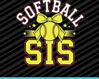 Softball Sister SVG PNG EPS, Sister Baseball Clipart Design for Cricut and Silhouette