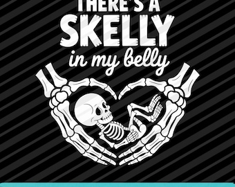 Szkielet Skelly w moim brzuchu ciążowym SVG PNG EPS | Zabawne Halloweenowe Ciążowe Pobieranie Cyfrowe