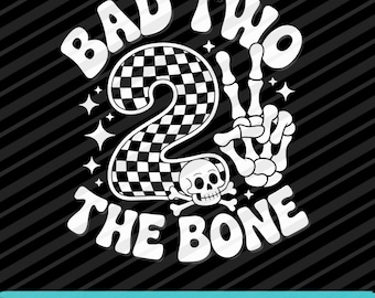 Bad Two The Bone 2歳の誕生日のスケルトンデザイン (SVG、PNG、EPS)
