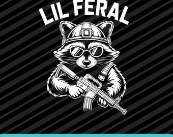 Lil Feral Tactical Raccoon Military Funny Design PNG SVG EPS Digital Download