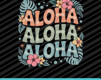 Hawaiian Aloha Tropical Luau SVG PNG EPS Colorful Beach Party Graphic