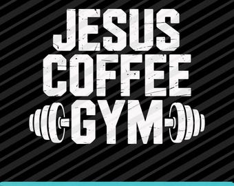 Jesús Café Gimnasio SVG PNG EPS Entrenamiento Cristiano Fitness Descarga Digital