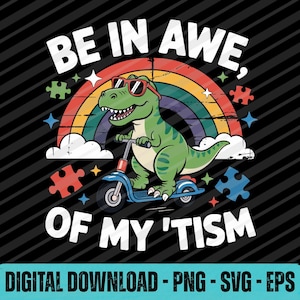 Autismus Bewusstsein Trex Mem: Neurodianer Pride SVG PNG EPS (Digitaler Download)