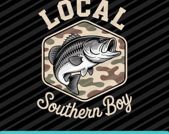 Local Southern Boy Fishing SVG PNG EPS Country Outdoors Retro Design
