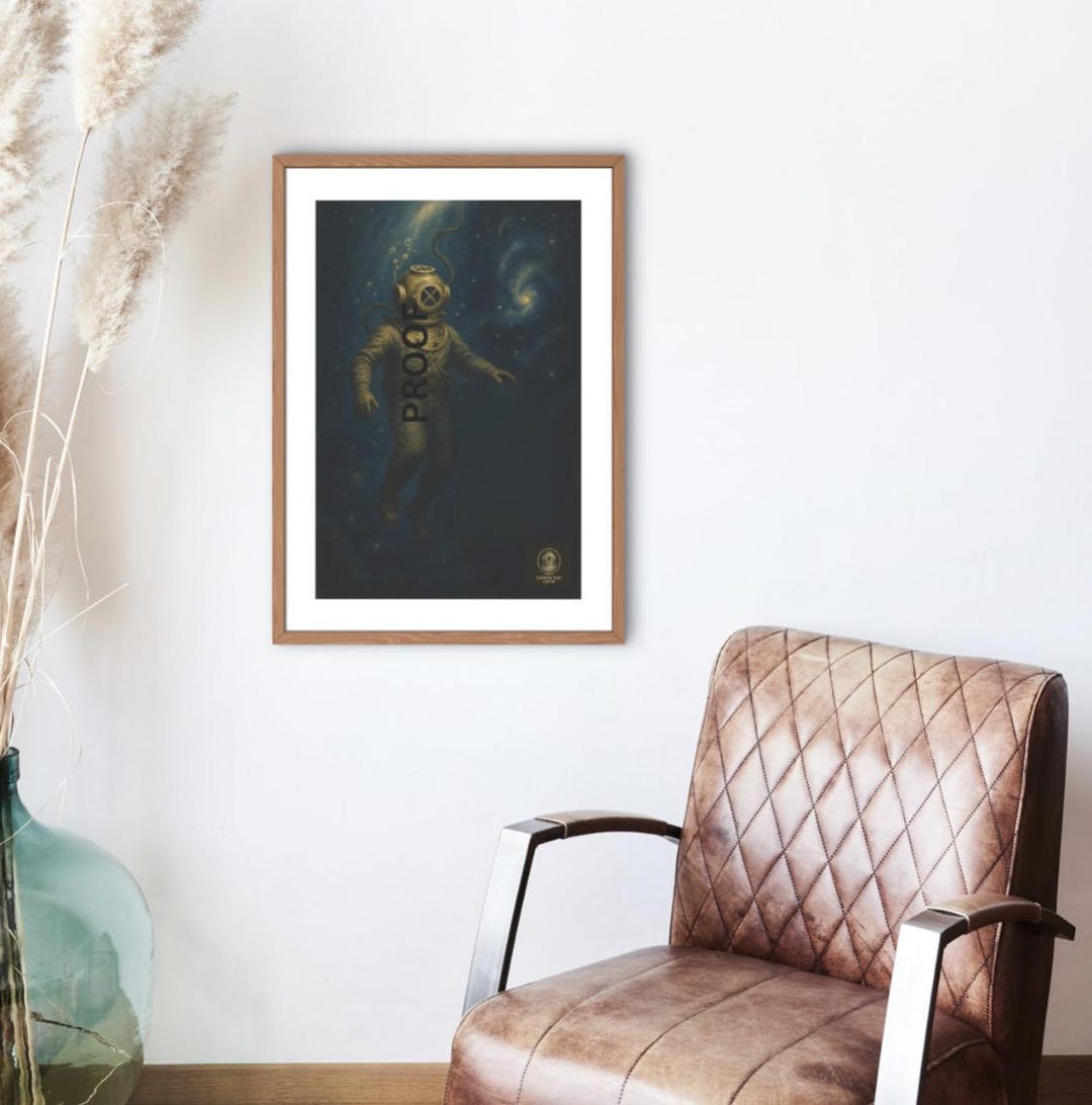 Vintage Deep Sea Diver in Space Printable Art – Steampunk Nautical ...
