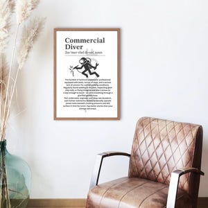 Grappige commerciële duiker definitie print - onderwater lasser cadeau | Muurkunst diepzeeduiker | Duikposter voor marine- of booreilandbemanning