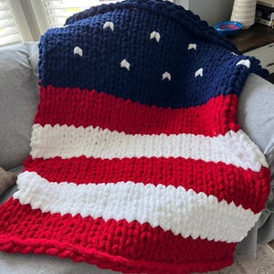 Hand-knit blanket, American flag