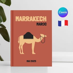 MARRAKECH Assouline Style Photo Album Template to download and personalize (book cover, Morocco map and interior photos)