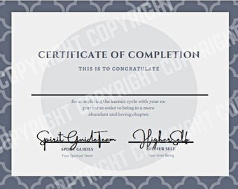 Happy Divorce Certificate - Ending Karmic Cycle - Breakups - Separation - Soul Contract - Congratulations - Gag Gift - Digital