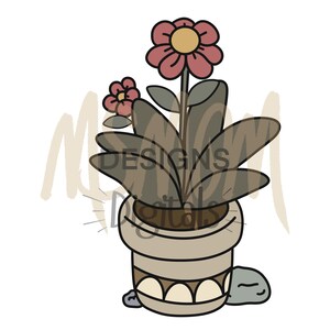 Bloembak met kleine steentjes |PNG| DIGITALE DOWNLOAD | Handgetekend | Stickers | Afbeeldingen: