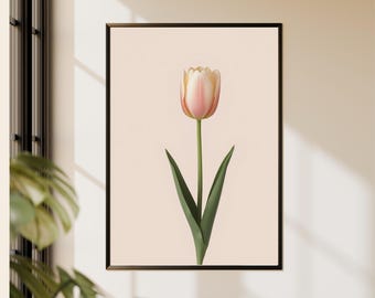 Tulpe Wand Kunst druckbare, einzelne Blume neutrale moderne botanische Dekor digitaler Download