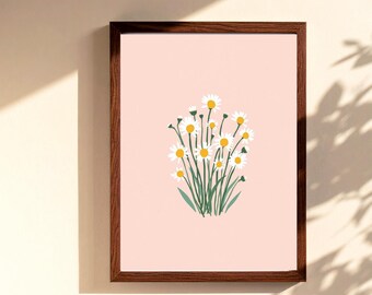 Gänseblümchen Blume, Kinderzimmer Dekor, zartes Pastell Kunstwerk (Digitaler Download)