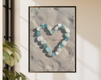 Seeglas Herz Wand Kunst: Pastell Pastell Druck (Digitaler Download)