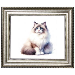 Aangepaste zegel Lynx Bicolor Ragdoll-kunst, aquarel vintage Cottagecore-print, Ragdoll Cat cadeau, kattenliefhebber kunst, gicléeprint, eigenaren van ragdolls