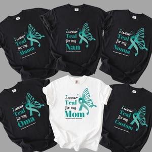 Custom I Wear Teal  Ovarian Cancer Support Shirt, Teal Ribbon Shirt, Ovarian Cancer Awareness Shirt,I&#39;m A Survivor Tee,Team Cancer TShirt