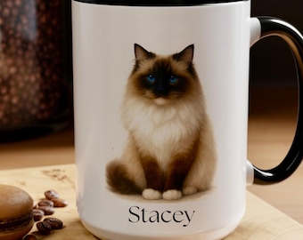 Custom Mitted Seal Ragdoll Cat Mug, Ragdoll Cat Gift, Personalized Cat Lover Gift, Watercolor Coffee Cup, Ragdoll Mug, Ragdoll Lover Gift
