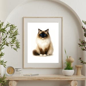 Watercolour Mitted Seal Ragdoll Cat Wall Art, Ragdoll Cat Gift,Museum-Grade Fine Art Print, Giclée print,Cat Lover Gift,Ragdoll Cat Owners,