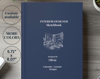 Regalo para diseñadores de interiores, cuaderno de bocetos de diseño de interiores personalizado, libreta de diseño de interiores a medida, diario de diseño del hogar, planificador de diseño
