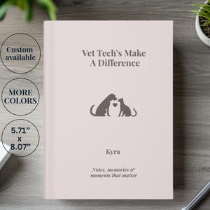 Vet Tech Journal, Personalized Veterinary Tech Notebook, Veterinary Nurse Appreciation, Graduation Gift