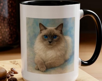 Custom Blue Point Ragdoll Cat Mug, Ragdoll Cat Gift, Personalized Cat Lover Gift, Ragdoll Cat Coffee Cup
