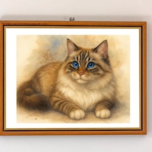 Seal Lynx Point Ragdoll Art, Watercolor Vintage Cottagecore Print,Ragdoll Cat Gift, Cat Lover Art,Giclée Print, Ragdoll Cat Owners