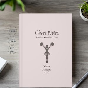 Personalized Cheer Journal, Custom Cheerleading Notebook, Cheerleader Gift, Cheering Keepsake,  Practice Planner & Notes Logbook