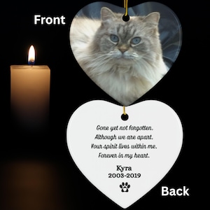 Adorno de corazón conmemorativo personalizado para la pérdida de una mascota, regalo para el fallecimiento de un gato, regalo de condolencias para un perro, recuerdo personalizado, Puente Arcoíris, &quot;Se fue pero no se olvida&quot;.
