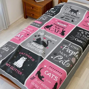 Cute Cat Throw Blanket, Velveteen Plush Cat Throw, Cat Mom Gift, Pet Owner Decor, Cat Owner Blanket, Cat Owner Blanket, Funny Cat Blanket