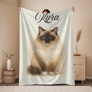 Personalized Seal Ragdoll Cat Veleteen Blanket, Ragdoll Cat Gift, Soft Cat Throw, Cat Lover Plush Blanket, Cat Owner Decor, Custom Cat Gift