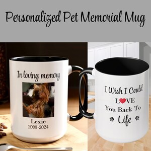 Benutzerdefinierte Foto Haustier Erinnerungstasse, personalisierte Haustier Verlust Geschenk, Haustier Trauer Sympathie, Regenbogen Brücke Haustier Tasse, Katzenmutter, Hundemutter, Geschenk für Haustier Weitergabe