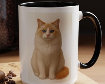 Custom Flame Bicolor Ragdoll Cat Mug, Personalized Cat Lover Gift, Ragdoll Cat Coffee Cup, Ragdoll Mug, Ragdoll Lover Gift, Feline Mug