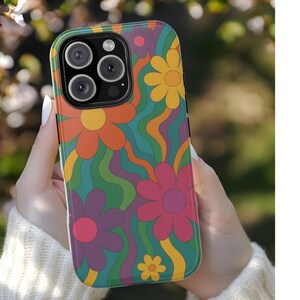 Psychedelic Hippie Flower Power Retro Groovy Phone Case, Floral Vintage Cover for iPhone,Samsung,Pixel, Boho Chic,60s Flowers Design Case
