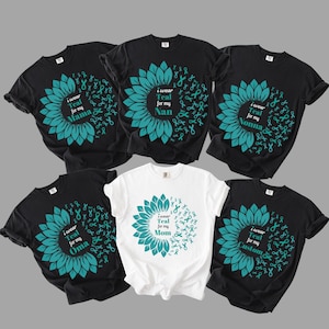 Custom Ovarian Cancer I Wear Teal Support Shirt, Teal Ribbon Shirt, Ovarian Cancer Awareness Shirt, I&#39;m A Survivor Tee, Team Cancer T-shirt