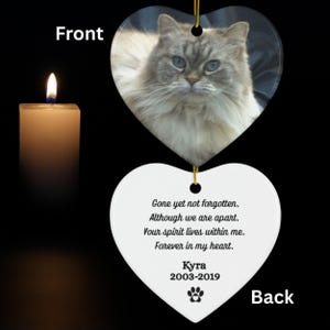 Adorno de corazón personalizado conmemorativo por la pérdida de una mascota, regalo de condolencias para un gato, recuerdo personalizado, Puente Arcoíris, &quot;Adiós, pero no olvidados&quot;.