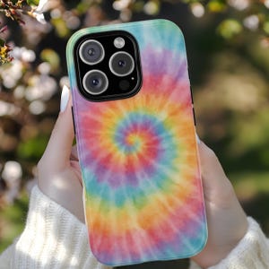 Groovy Retro Psychedelic Hippie Tie Dye Phone Case, Floral Vintage Cover for iPhone,Samsung,Pixel, Boho Chic,60s 70s Design Case, Pastel
