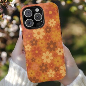 Flower Power Retro Groovy Phone Case, Floral Vintage Hippie Cover for iPhone,Samsung, Pixel, Boho Chic, 60s Flowers Design Phone Case