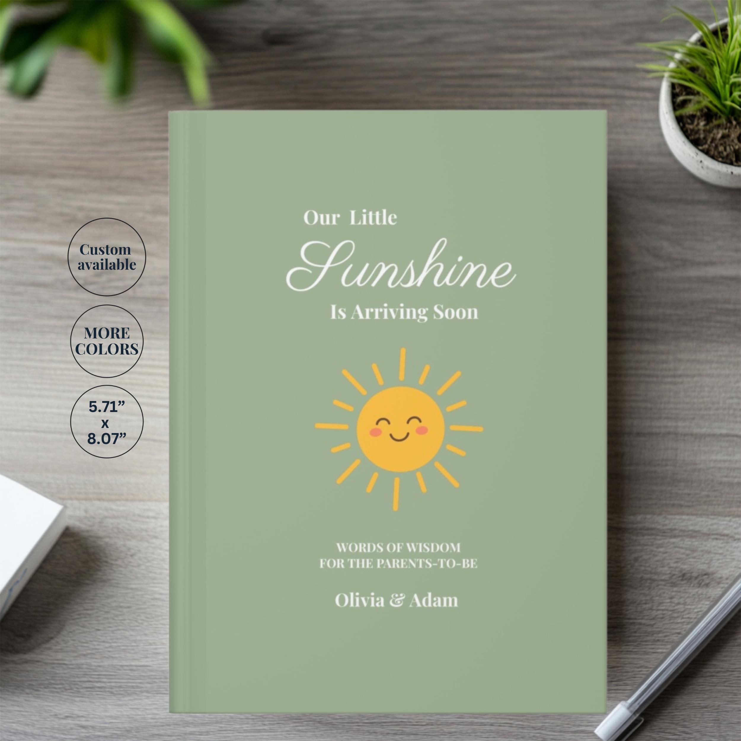 Personalized Little Sunshine Baby Shower Guest Book,Custom Sun Baby Shower Advice For Parents Book, Baby Shower Keepsake Gift, Sign In Book