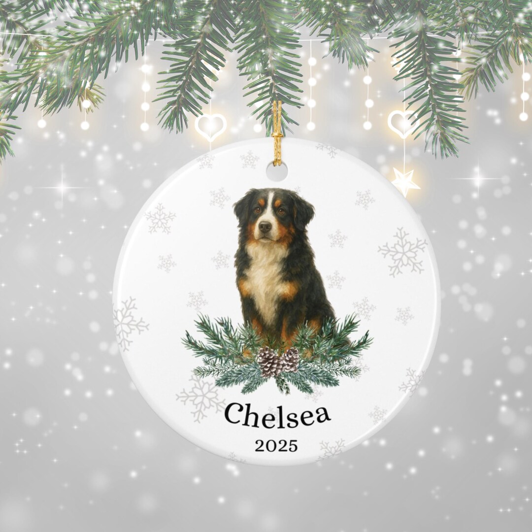 Personalized Bernese Mountain Dog Ornament, Bernese Mountain Dog Gift