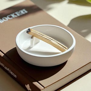Modern Concrete Palo Santo Burner – Handmade Neutral Tones Smudge Holder, Meditation Tray, Minimalist Incense Dish Gift Idea
