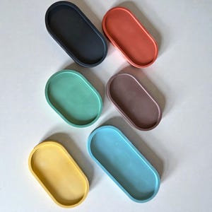 Plateau ovale en béton fait main personnalisé pour bijoux, bougies ou savon, décoration minimaliste de salle de bain et de vanité, SÉCURITAIRE ALIMENTAIRE