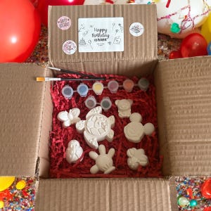 Paint Your Own Plaster Figures Kit for Kids, Personalized DIY Craft Set, Fun Birthday Party Activity or Gift with Name and Shapes