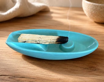 Soporte de hormigón para Palo Santo, bandeja quemadora de conos de incienso para decoración ritual.