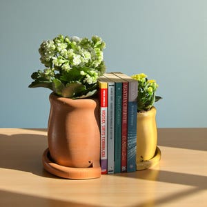 Bokstödskruka i betong, handgjord funktionell modern dekorativ kontorsgåva Boho bokhyllatillbehör