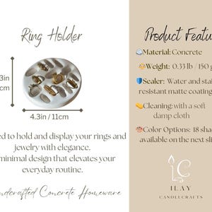 Organizador de platos de hormigón personalizado / Bandeja moderna para guardar joyas con estética minimalista / Idea de regalo de decoración del hogar funcional hecha a mano Original White