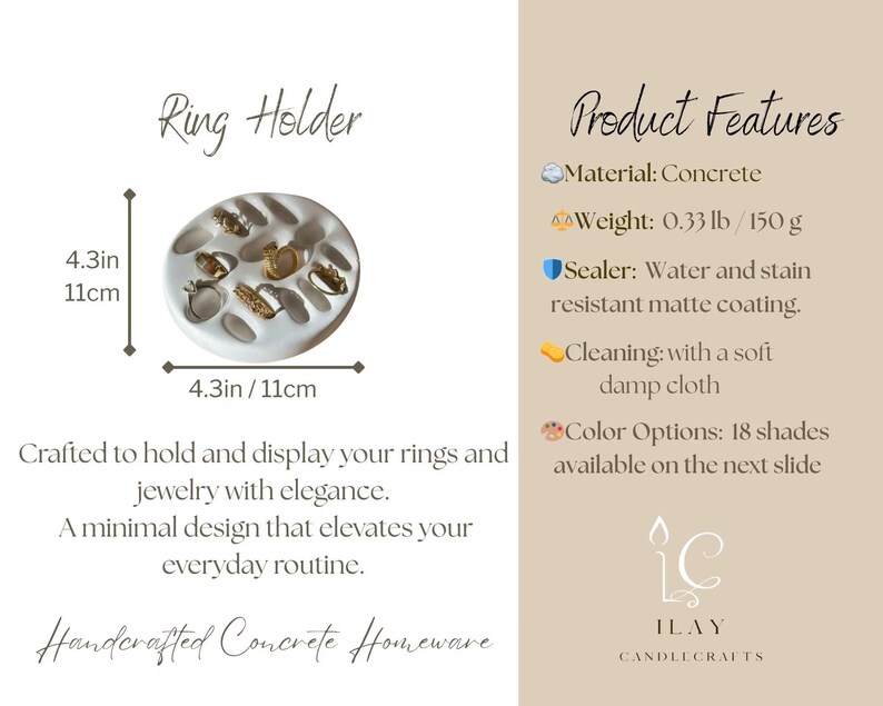 Organizador de platos de hormigón personalizado / Bandeja moderna para guardar joyas con estética minimalista / Idea de regalo de decoración del hogar funcional hecha a mano Original White