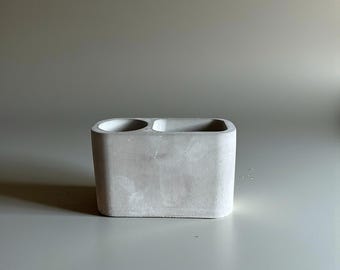 Concrete Toothbrush Holder & Toothpaste Stand, Modern Bathroom Counter Organizer, Handmade Cement Vanity Caddy, Industrial Bath Decor