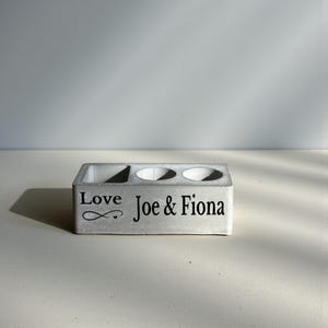 Personalized Concrete Toothbrush And Grooming Organizer, Minimalist Bathroom Caddy For Electric Toothbrush Razor Toothpaste