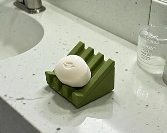 Concrete Soap and Sponge Holder – Water Draining Minimalist Dish for Bathroom or Kitchen