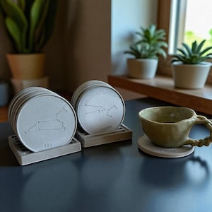 Personalized Concrete Zodiac Coaster: Handcrafted Celestial Astrology Decor