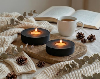 Handmade Concrete Tealight Candle Holder for Standard Tealights, Minimalist Modern Home Decor